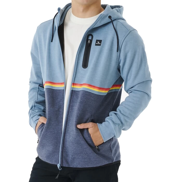 Rip Curl Anti Series Departed Full Zip Fleece In Dusty Blue 1 Rip Curl Anti Series Departed Full Zip Fleece In Dusty Blue
