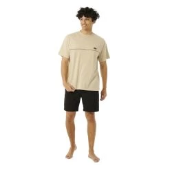 Rip Curl Archive Piping Short Sleeve T-Shirt In Cement -Rip Curl rip curl archive piping short sleeve t shirt cement 06rmte 38 b3 3m0gmsdjpza0nbqe