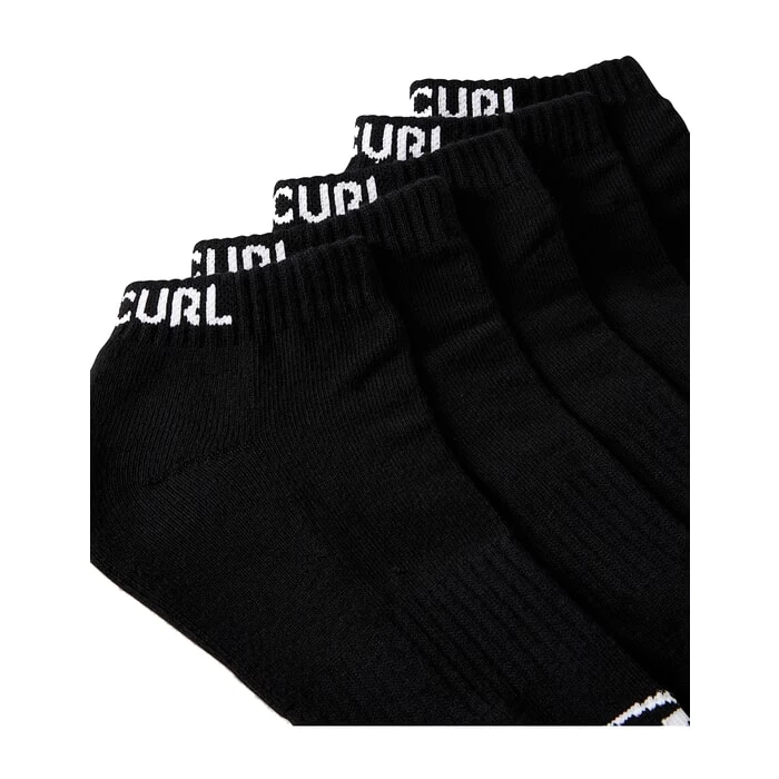 Rip Curl Brand Ankle Sock 5-Pk Crew Socks In Black 2 Rip Curl Brand Ankle Sock 5-Pk Crew Socks In Black - Image 2