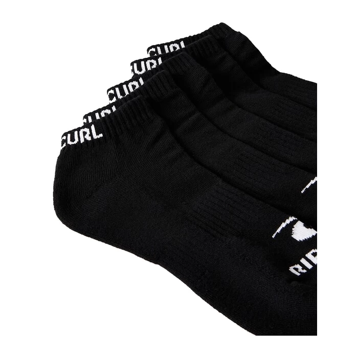 Rip Curl Brand Ankle Sock 5-Pk Crew Socks In Black 4 Rip Curl Brand Ankle Sock 5-Pk Crew Socks In Black - Image 4