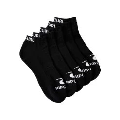 Rip Curl Brand Ankle Sock 5-Pk Crew Socks In Black