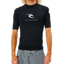 Rip Curl Corps Short Sleeve Rash Vest In Black