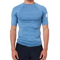 Rip Curl Dawn Patrol Short Sleeve Rash Vest In Mid Blue Marle -Rip Curl rip curl dawn patrol short sleeve rash vest mid blue marle 12smrv 8684 b2 eavkdinbvqftl0hm