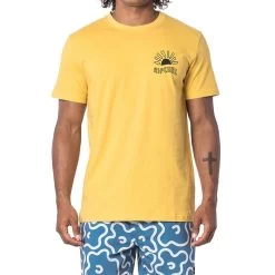 Rip Curl Golden Road Short Sleeve T-Shirt In Washed Yellow