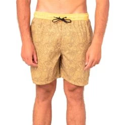 Rip Curl Granny Rug Volley Elasticated Boardshorts In Mustard