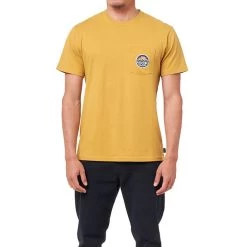 Rip Curl Horizon Badge Short Sleeve T-Shirt In Mustard -Rip Curl rip curl horizon badge short sleeve t shirt mustard 01tmte 1041 b2 tziabdgx7h4ul3pk