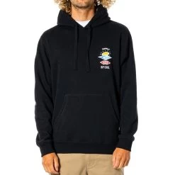 Rip Curl Search Icon Hood Pullover Hoody In Black