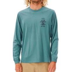 Rip Curl Search Icon Long Sleeve T-Shirt In Blue Stone