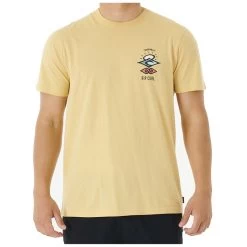 Rip Curl Search Icon Short Sleeve T-Shirt In Washed Yellow