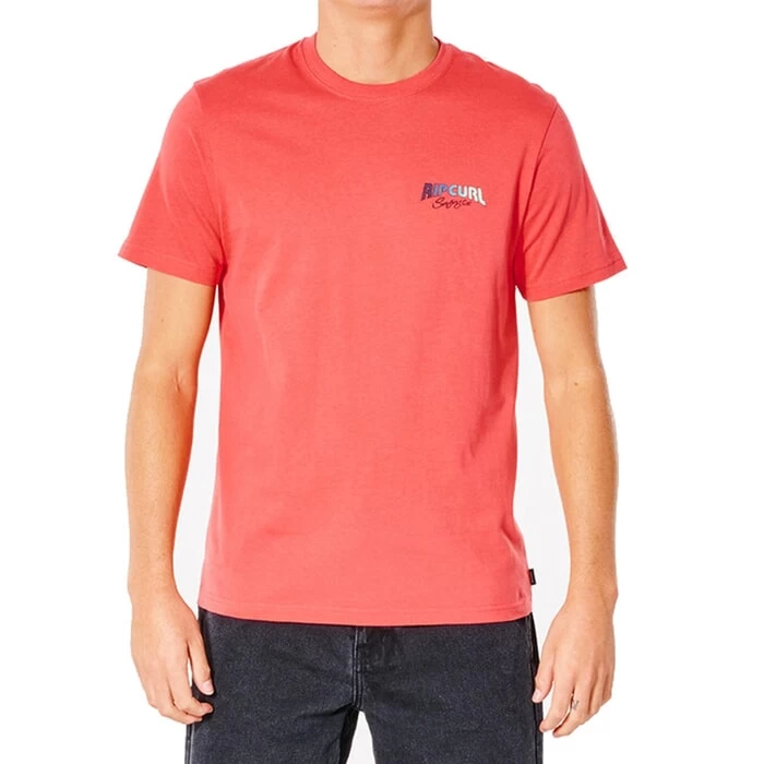 Rip Curl Surf Revival Inverted Short Sleeve T-Shirt In Retro Red 1 Rip Curl Surf Revival Inverted Short Sleeve T-Shirt In Retro Red
