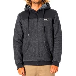 Rip Curl Surf Revival Lined Pullover Hoody In Washed Black