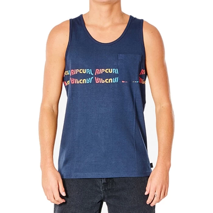 Rip Curl Surf Revival Reflect Sleeveless T-Shirt In Navy 1 Rip Curl Surf Revival Reflect Sleeveless T-Shirt In Navy