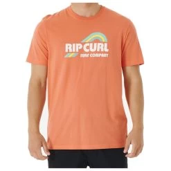 Rip Curl Surf Revival Waving Short Sleeve T-Shirt In Peach