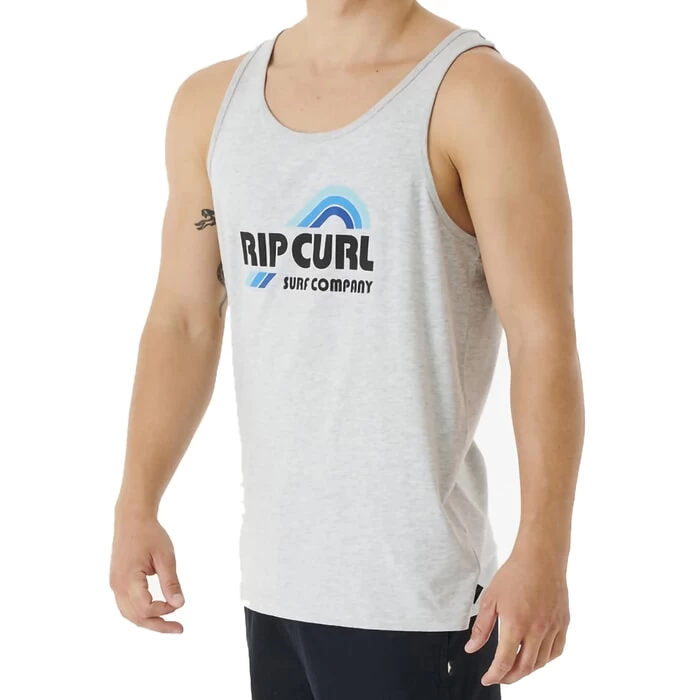 Rip Curl Surf Revival Waving Sleeveless T-Shirt In Grey Marle 2 Rip Curl Surf Revival Waving Sleeveless T-Shirt In Grey Marle - Image 2