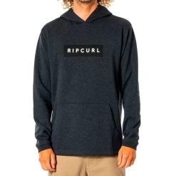 Rip Curl Vaporcool Pullover Hoody In Black Marled