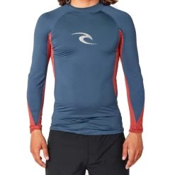 Rip Curl Waves Short Sleeve Rash Vest In Navy Marle