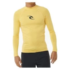 Rip Curl Waves UPF Performance Long Sleeve Rash Vest In Yellow