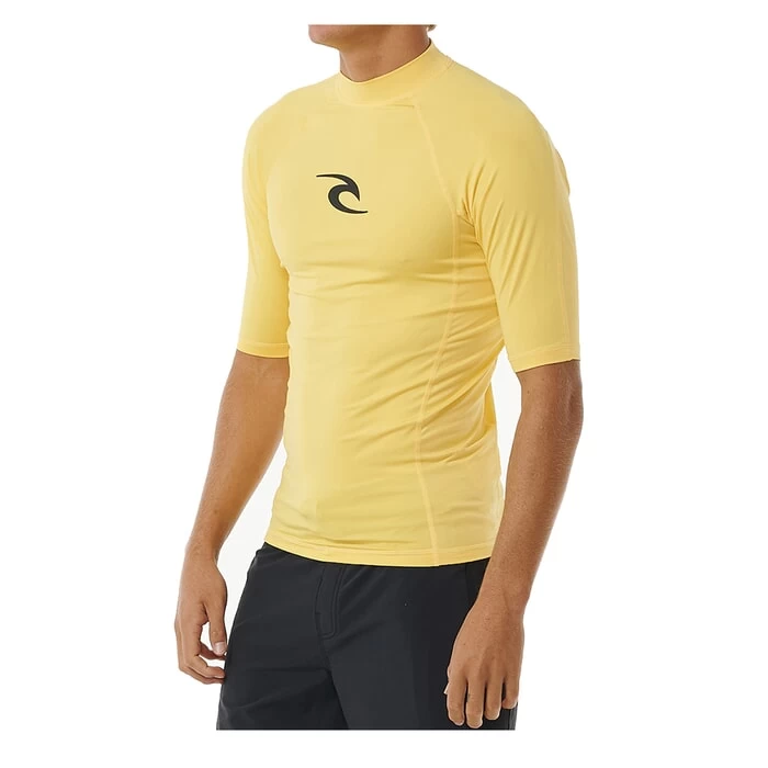 Rip Curl Waves UPF Performance Short Sleeve Rash Vest In Yellow 2 Rip Curl Waves UPF Performance Short Sleeve Rash Vest In Yellow - Image 2