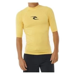 Rip Curl Waves UPF Performance Short Sleeve Rash Vest In Yellow
