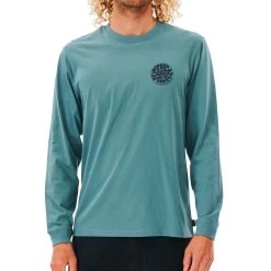 Rip Curl Wetsuit Icon Long Sleeve T-Shirt In Blue Stone